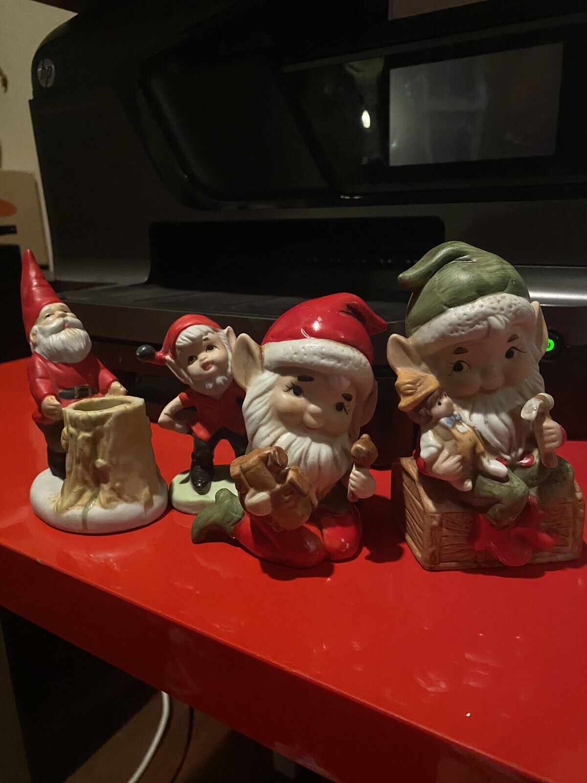Vintage GHC Gnomes 1 Christmas Elves  Figurines Candleholders Taiwan Gnomes