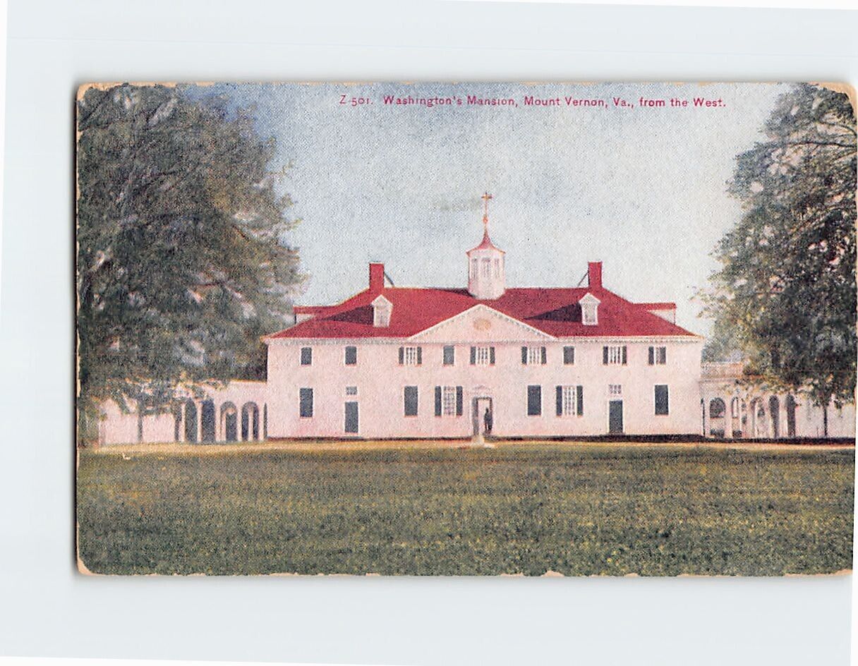 Postcard Washington's Mansion from the West Mt. Vernon Virginia USA