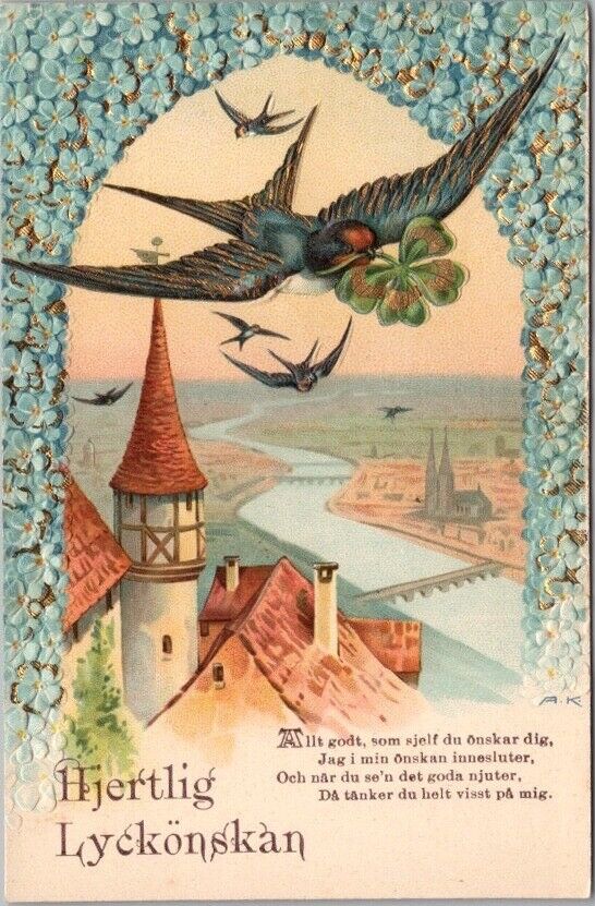 c1910s Swedish Embossed Postcard \