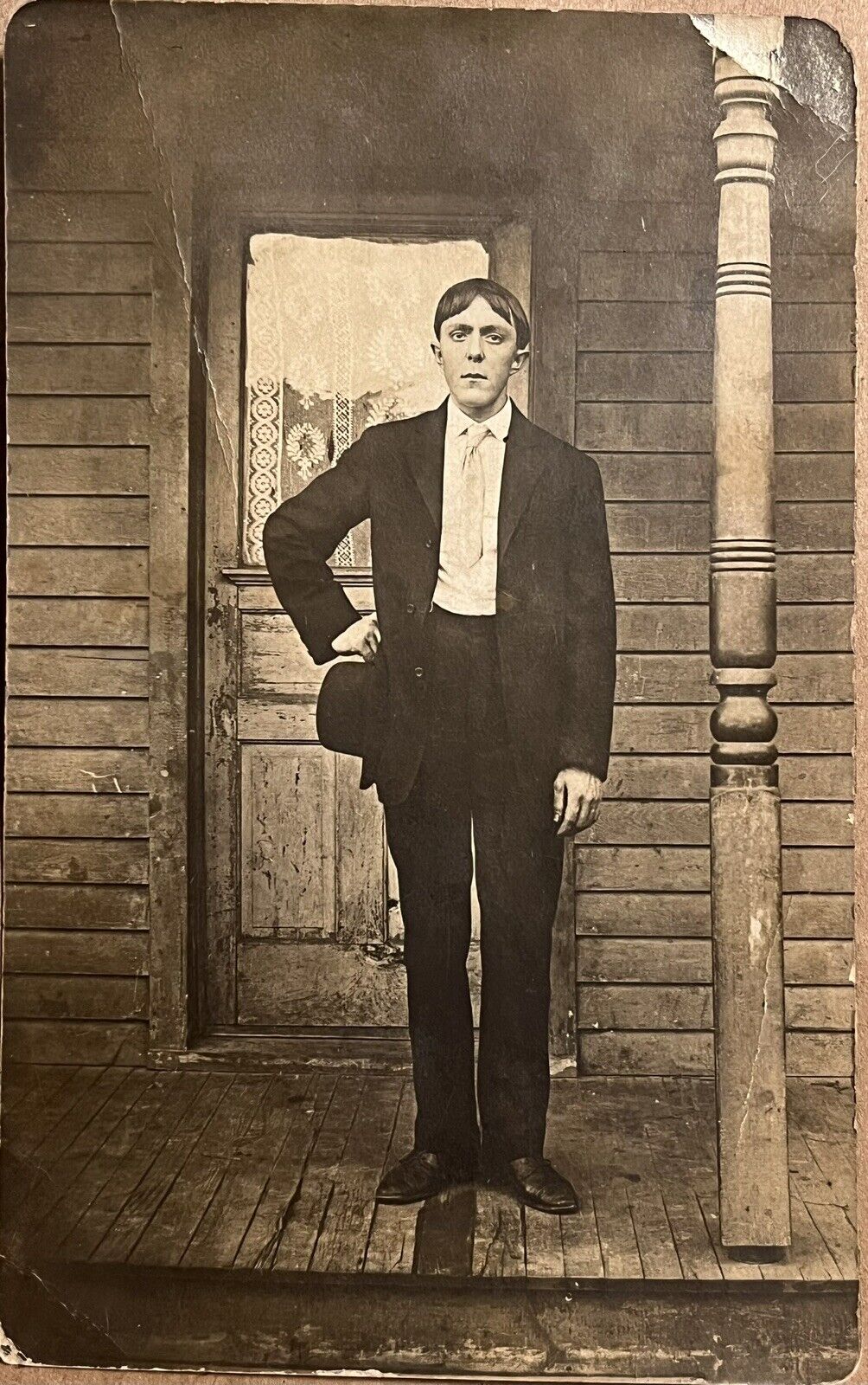 RPPC Handsome Young Man Joseph Mostosky Antique Real Photo Postcard c1910