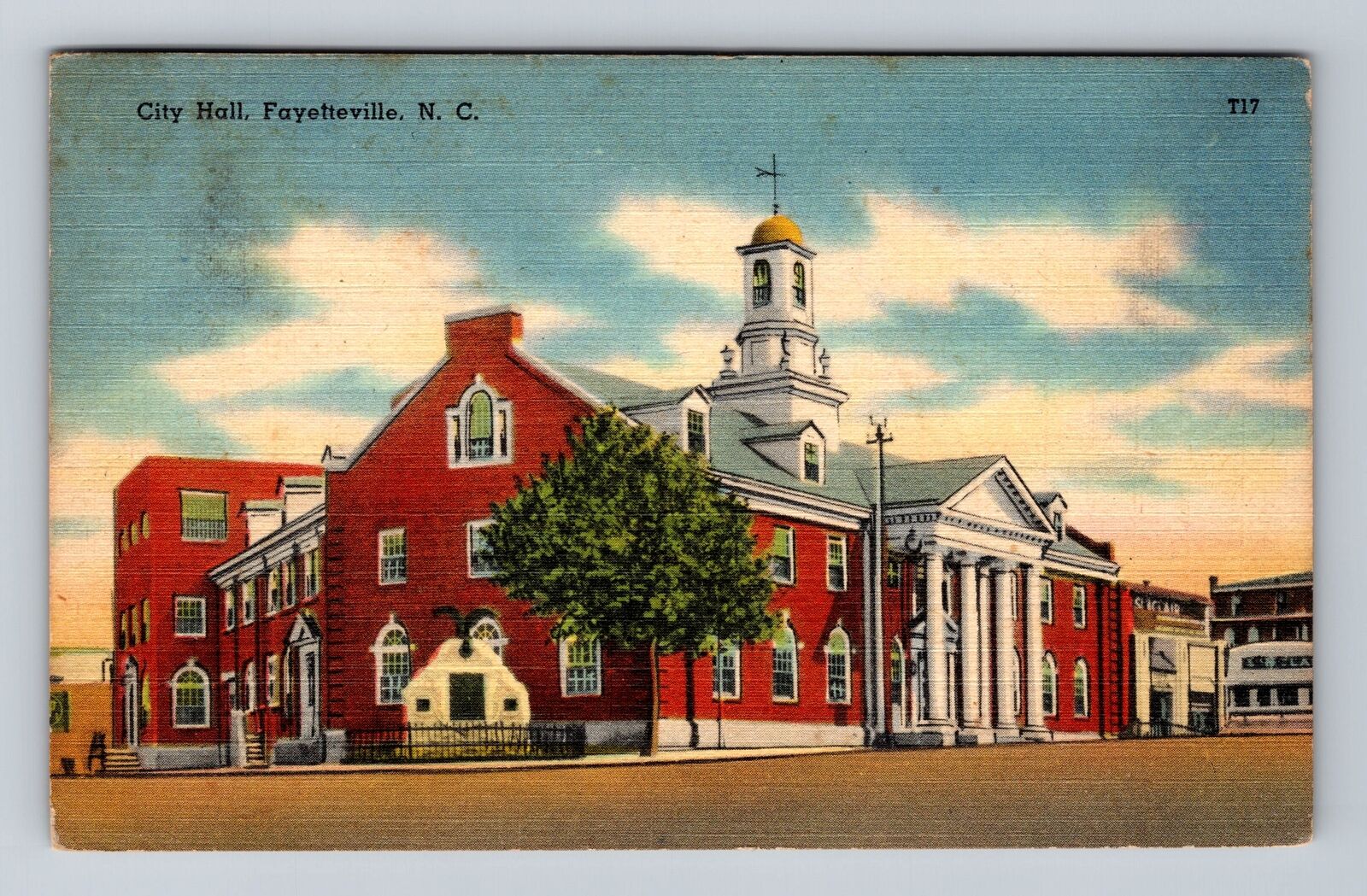 Fayetteville NC- North Carolina, City Hall, Antique, Vintage c1950 Postcard