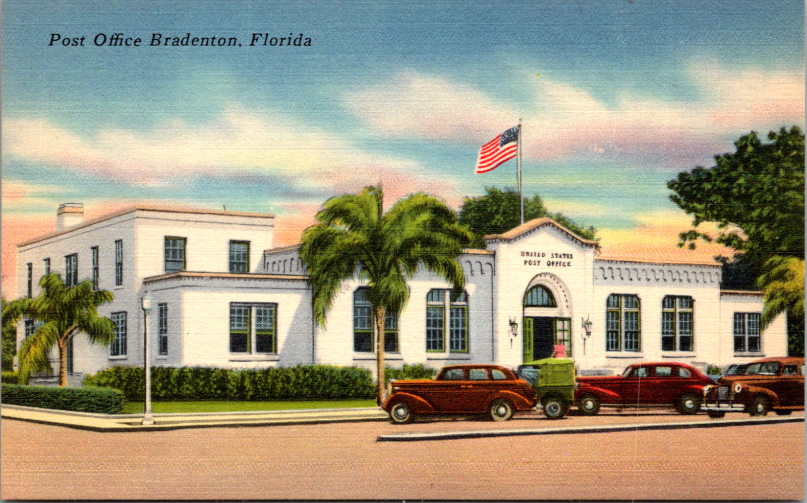 Bradenton Florida FL The Old Post Office Vintage C. 1940's Postcard