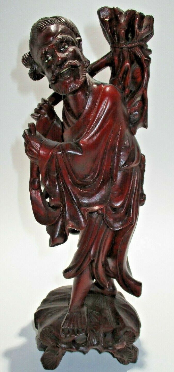 Asian Natural Wood Statue Deities Folk Hero 12