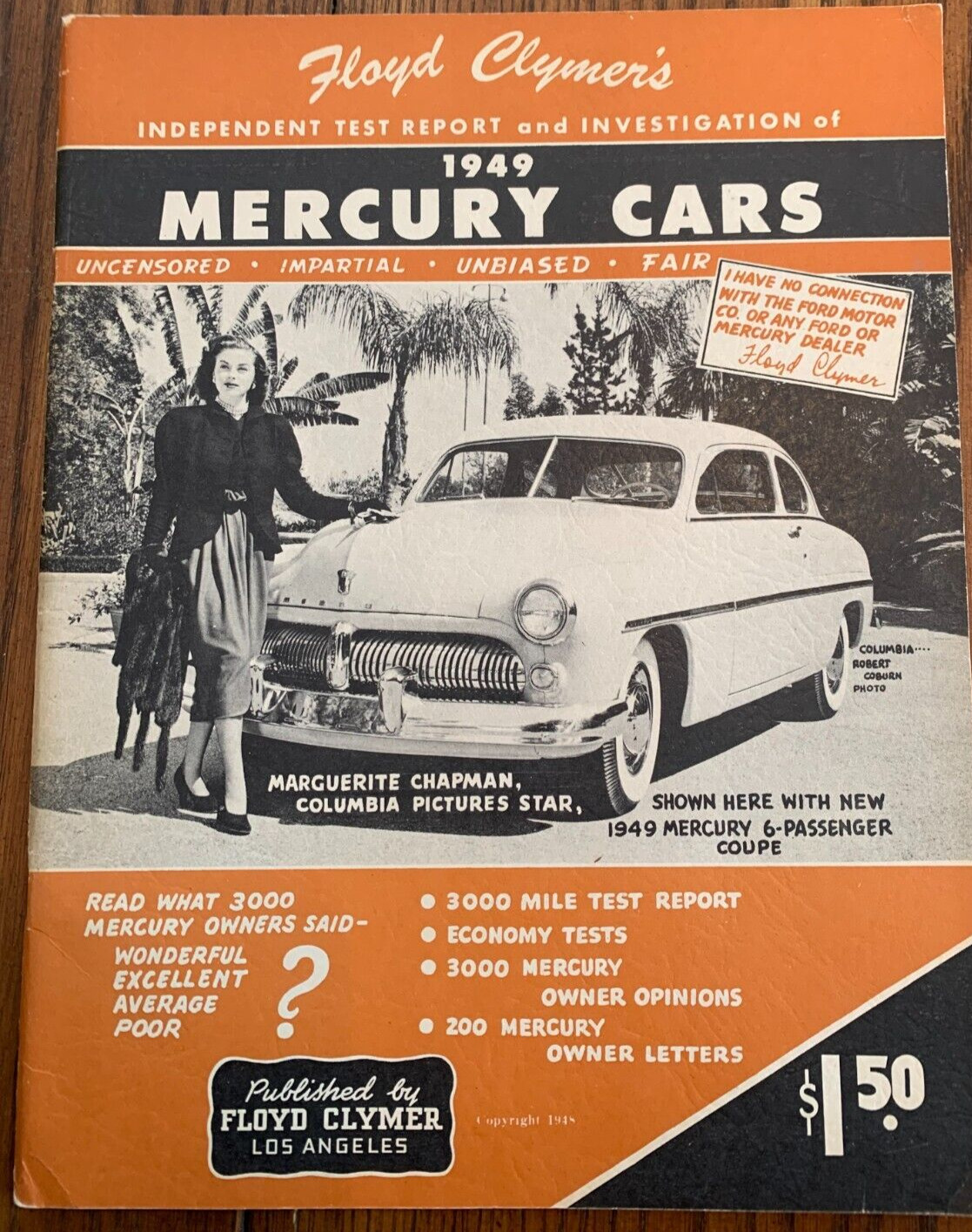 Floyd Clymer's Independent Test Report 1949 Mercury Cars