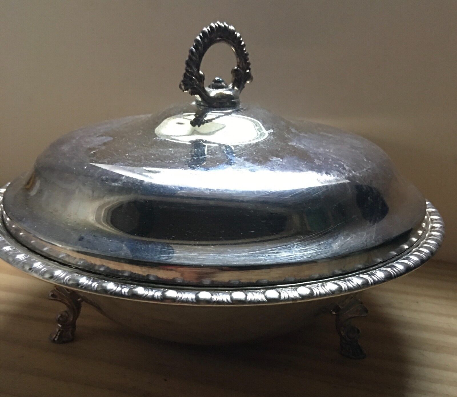 VTG 1970s Rodgers Bro Silver Plated footed Casserole Serving bowl / Dish w/ lid