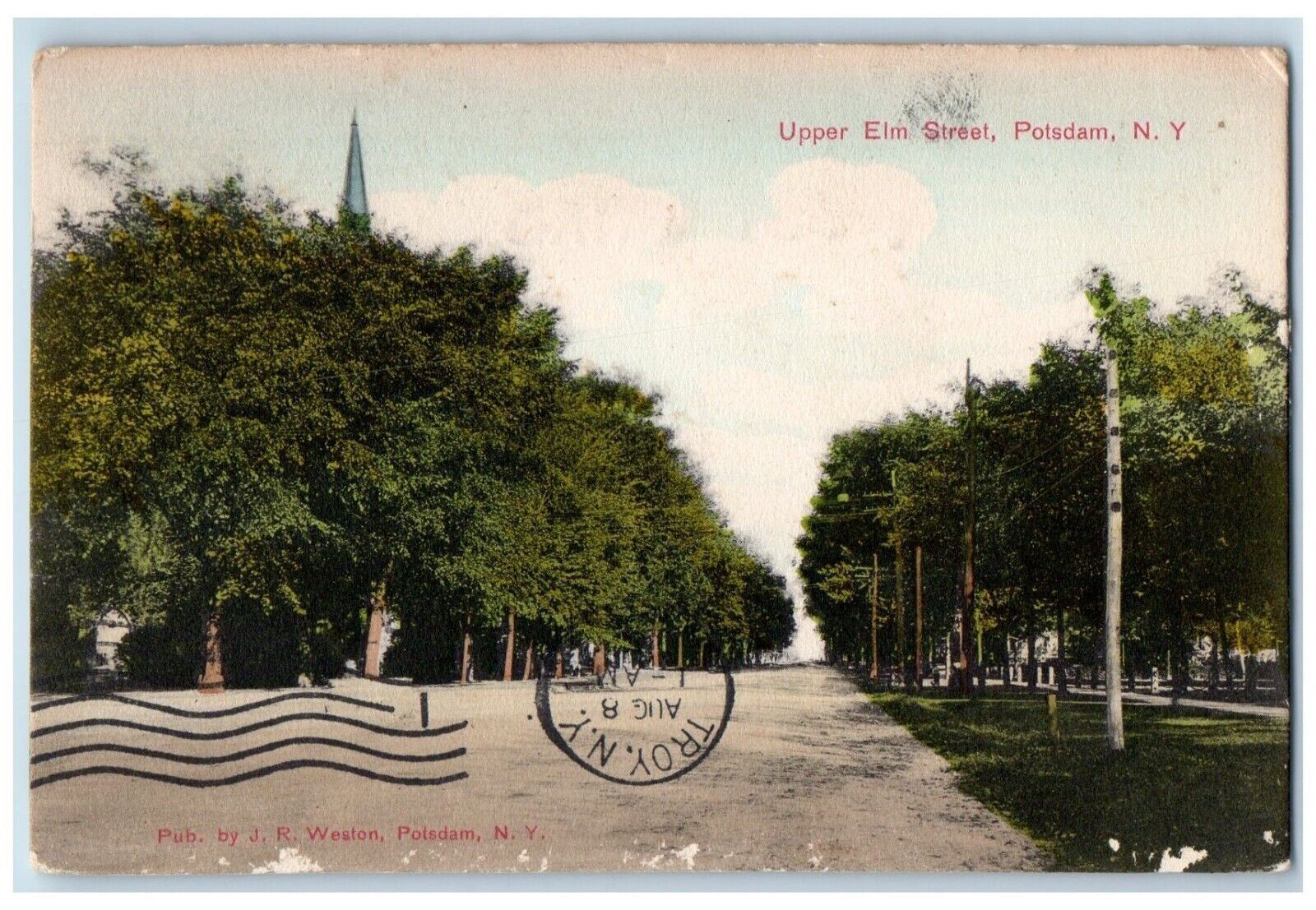 1908 Upper Elm Street Road Trees Potsdam New York NY Vintage Antique Postcard