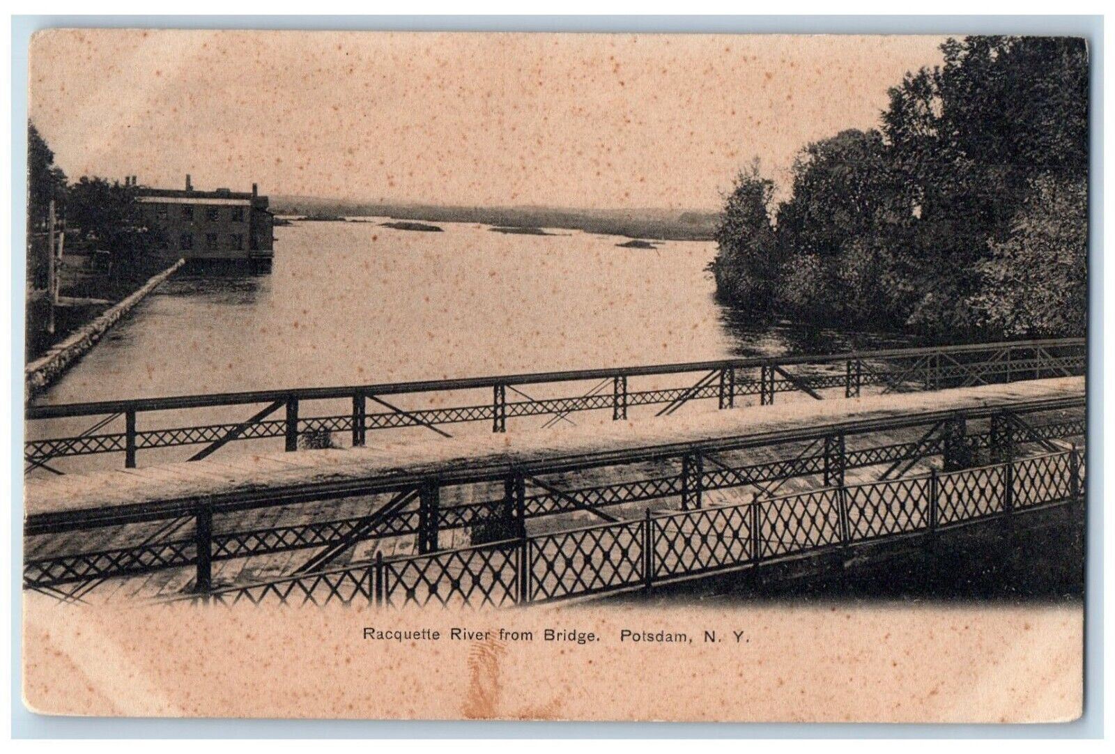 c1905 Racquette River from Bridge Potsdam New York NY Vintage Antique Postcard