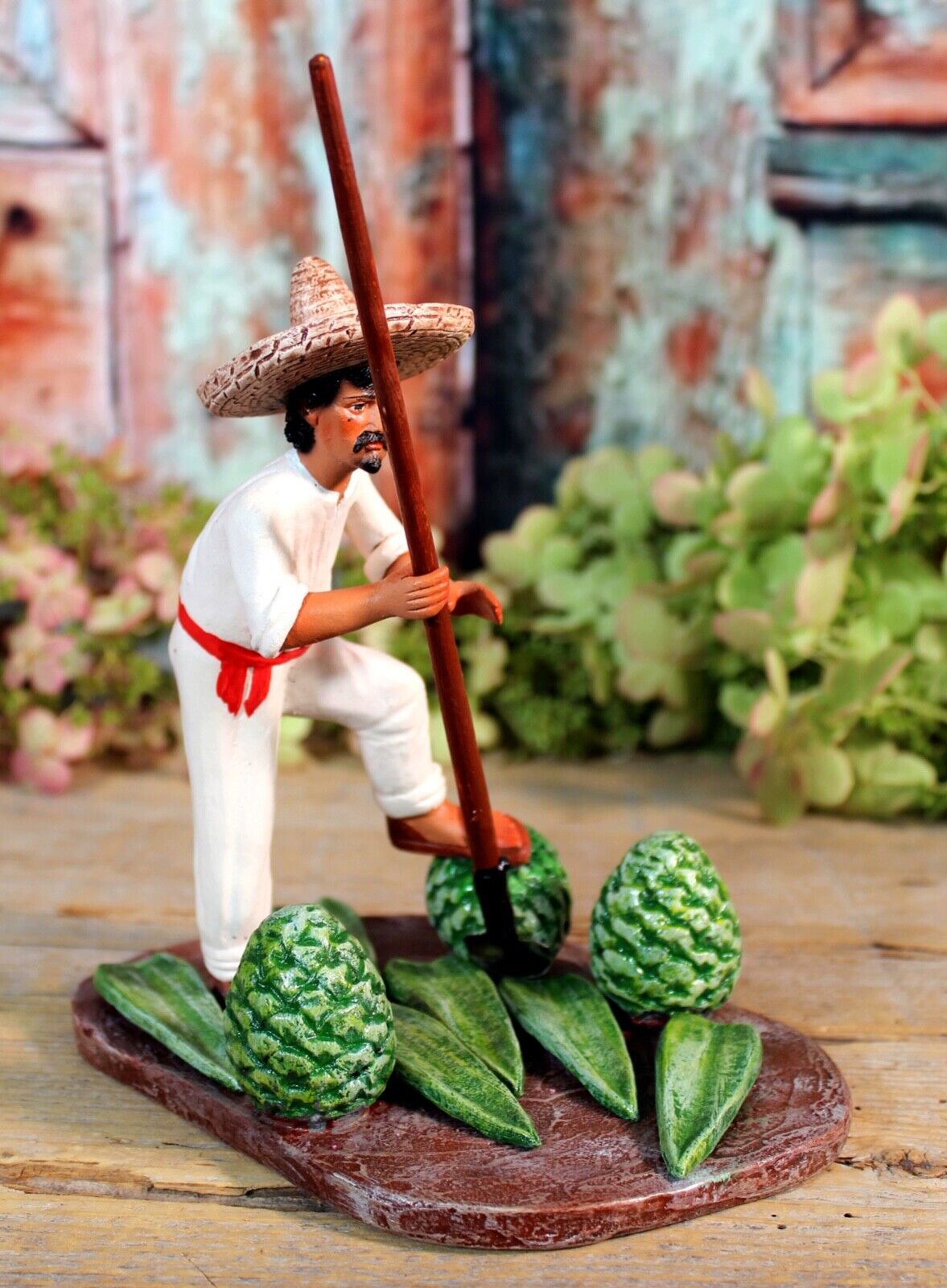Jimador Harvesting Agave for Mezcal Tequila Clay Handmade - Goche Mexican Folk