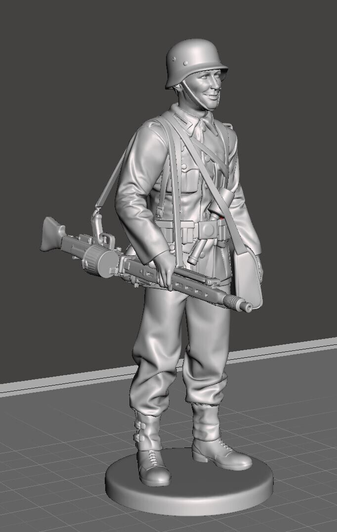 German Soldier With Mg42 Ww2 1:6 Scale 12 in tall  3D Printed model kits DIY