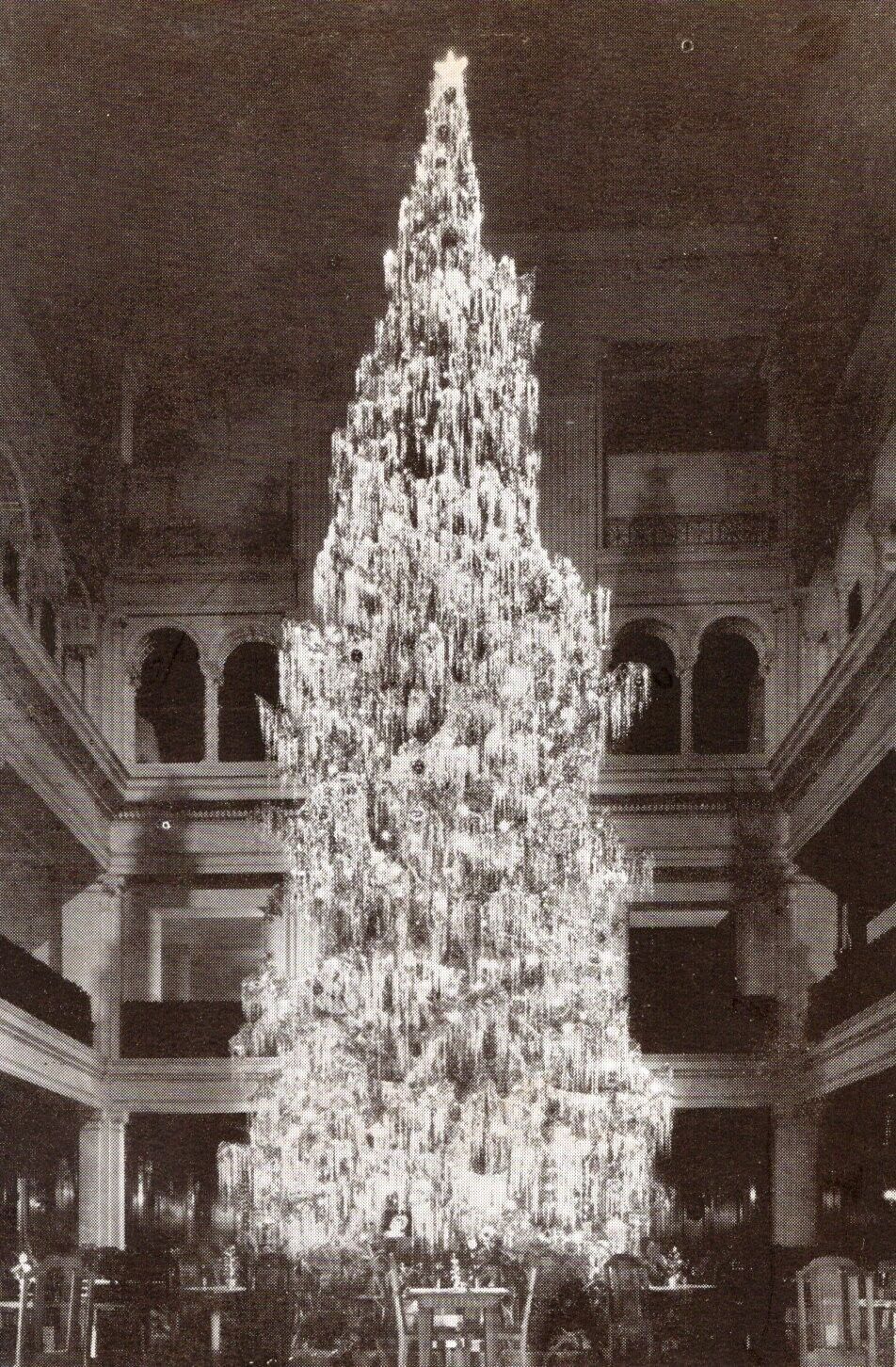 RPPC of Marshall Field and Company Main Lobby Christmas Tree 1938 unposted