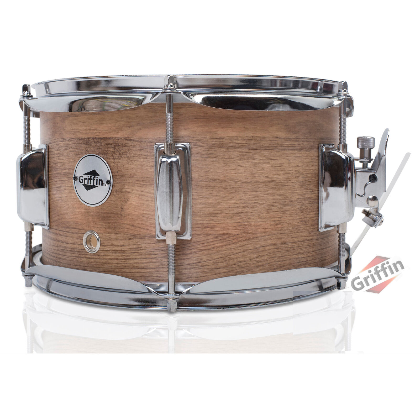 GRIFFIN Popcorn Snare Drum - 10x6 Oak Poplar Wood Shell Firecracker Soprano Head