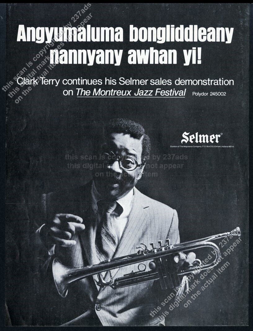 1971 Clark Terry photo Selmer trumpet vintage print ad