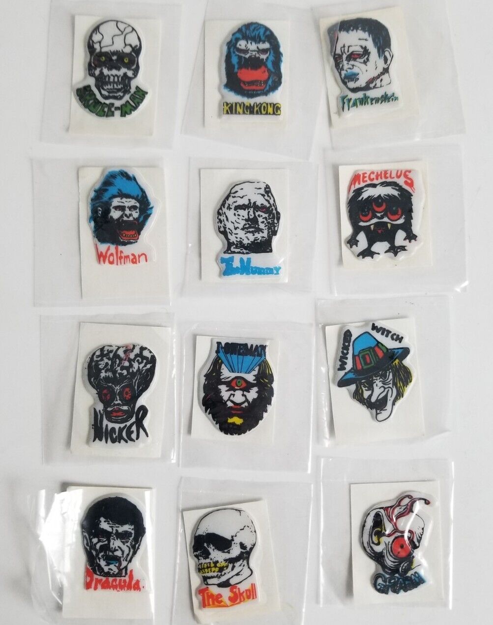 Vintage Puffy 3 Dimensional Horror Monster Stickers Witch Wolfman Mechelus Lot