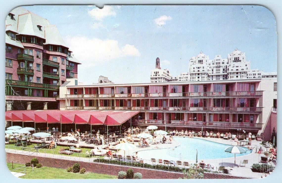 1960's MARLBOROUGH-BLENHEIM HOTEL SWIMMING POOL & CAFE ATLANTIC CITY NJ POSTCARD
