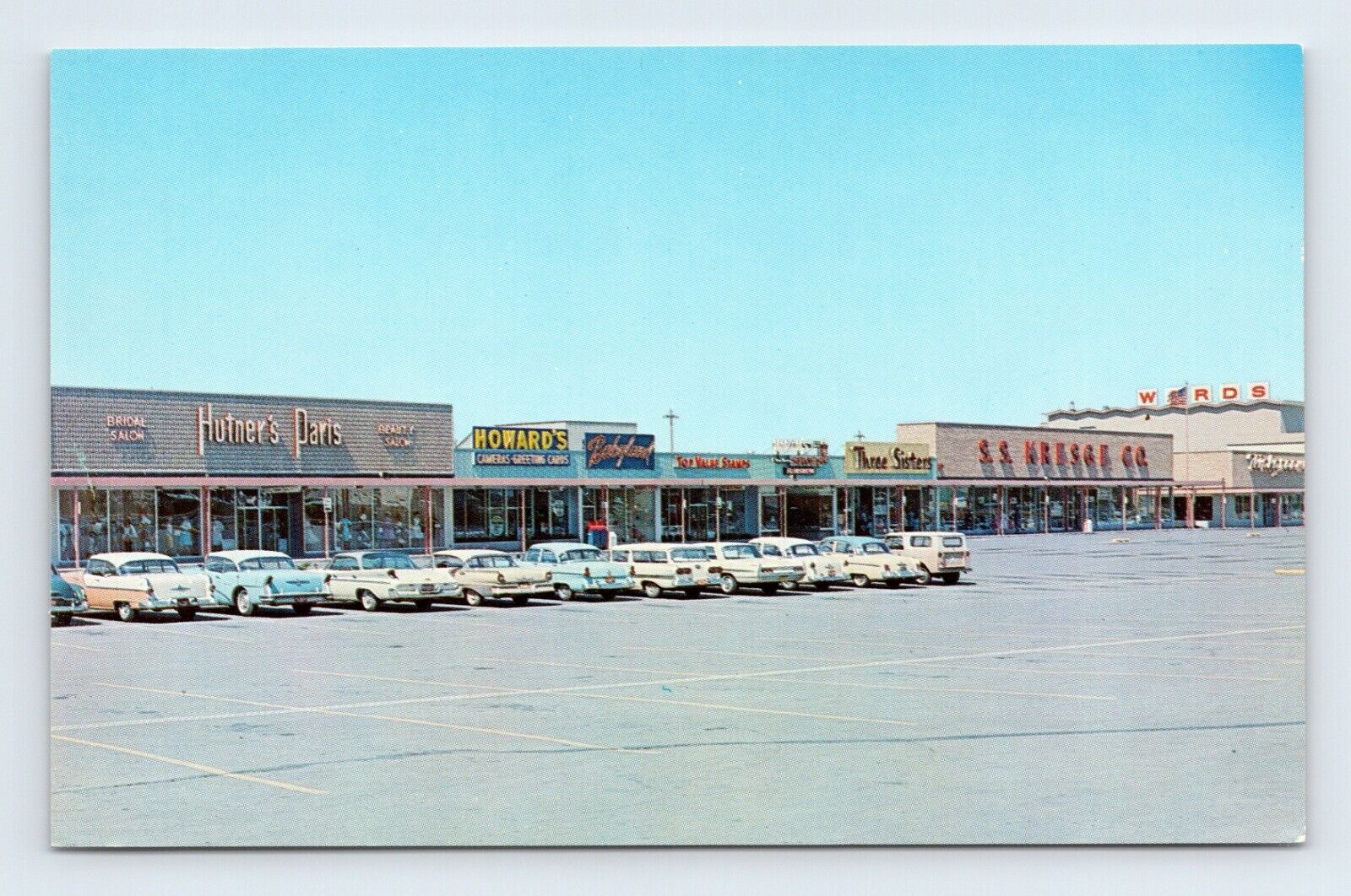 Northcrest Shopping Center Parking Lot Fort Wayne IN UNP Chrome Postcard K15
