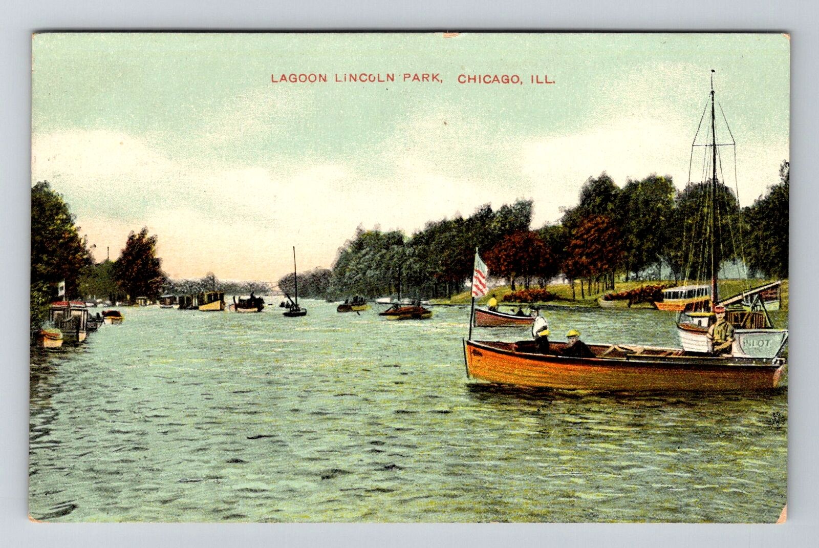Chicago, IL-Illinois, Lagoon Lincoln Park Antique, Vintage Souvenir Postcard