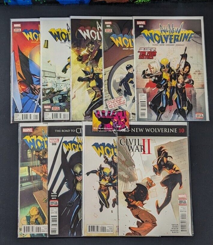 All New Wolverine #1,3-10 Marvel 2015 Honey Badger (No #2)
