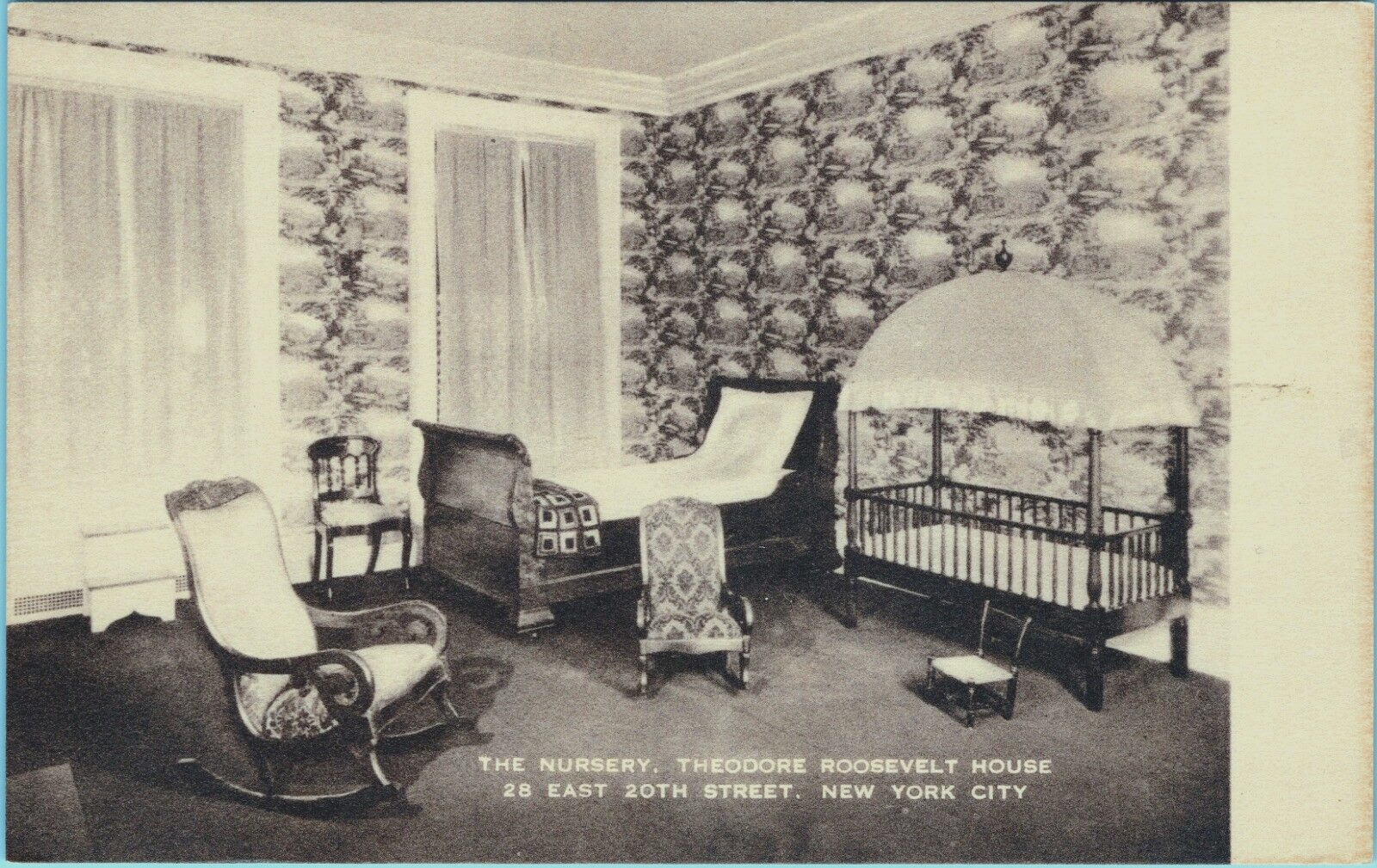Theodore Roosevelt House Bedroom Nursery Room New York NY Vtg Postcard CP332