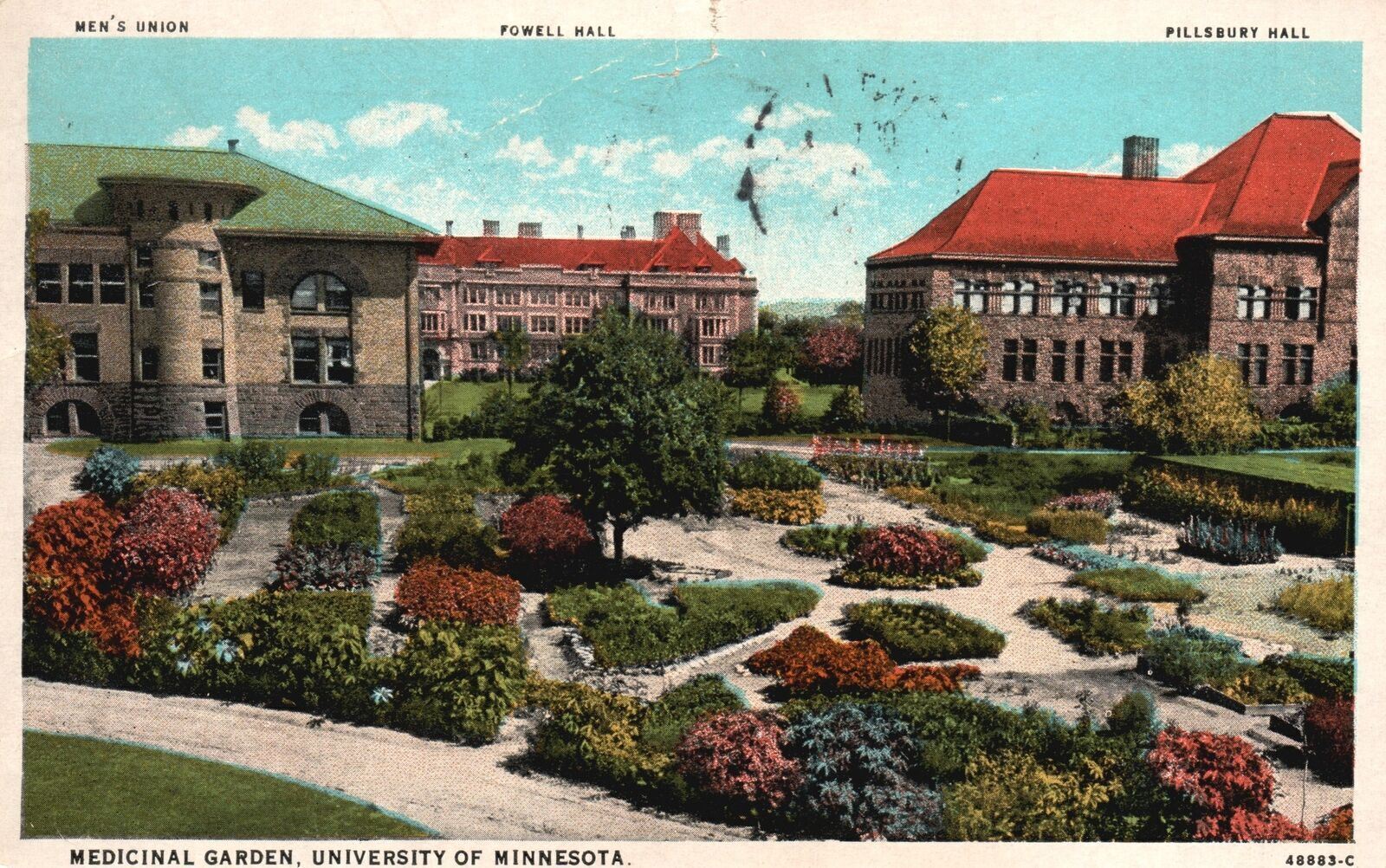 Vintage Postcard 1928 Medicinal Garden School University Minnesota Minneapolis