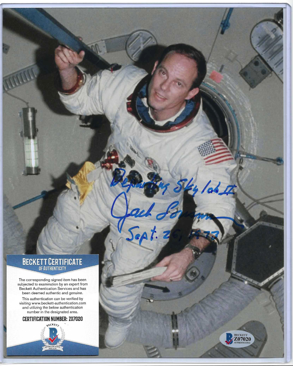 Apollo Astronaut Jack R. Lousma Signed 8x10 Photo Spacewalk Sky Lab II (Beckett)