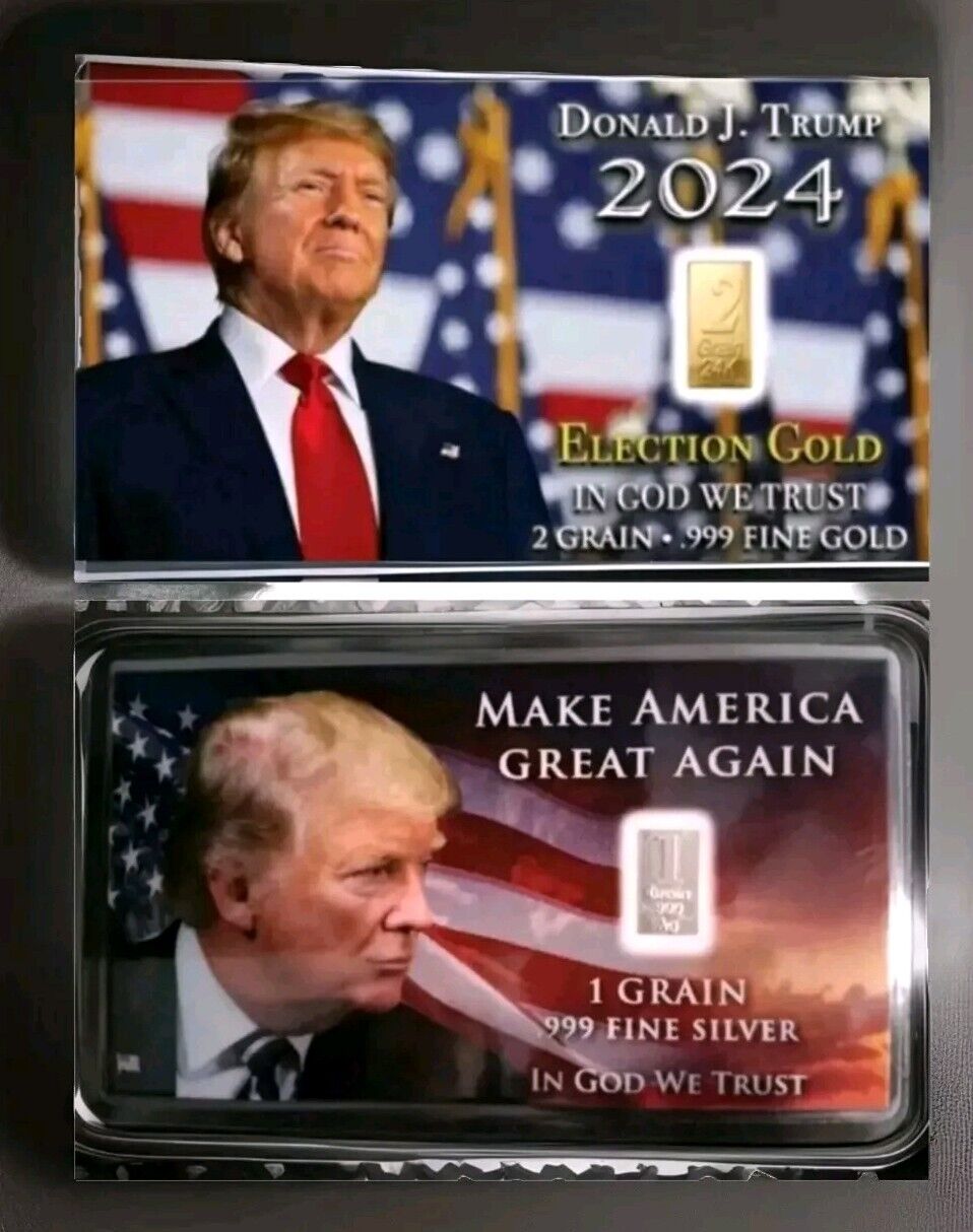 10pc 2024 ELECTION President Donald Trump 24k Gold Bar Cards, MAGA Silver Cards