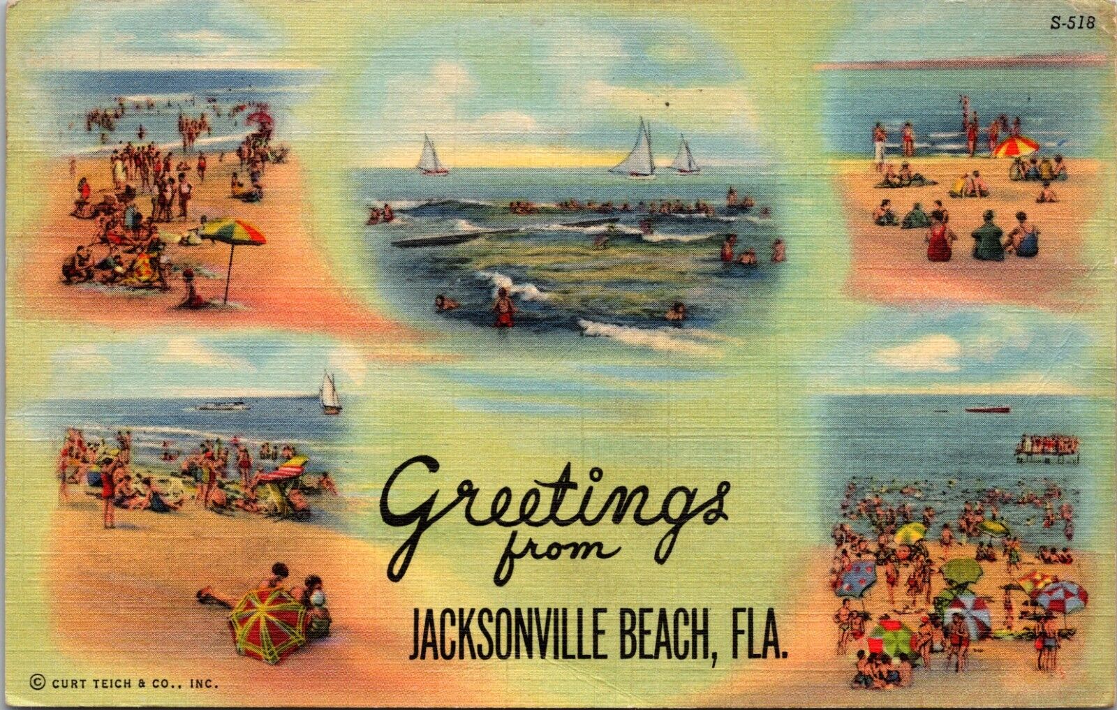 Greetings From Jacksonville Florida FL Multiview Vintage Postcard