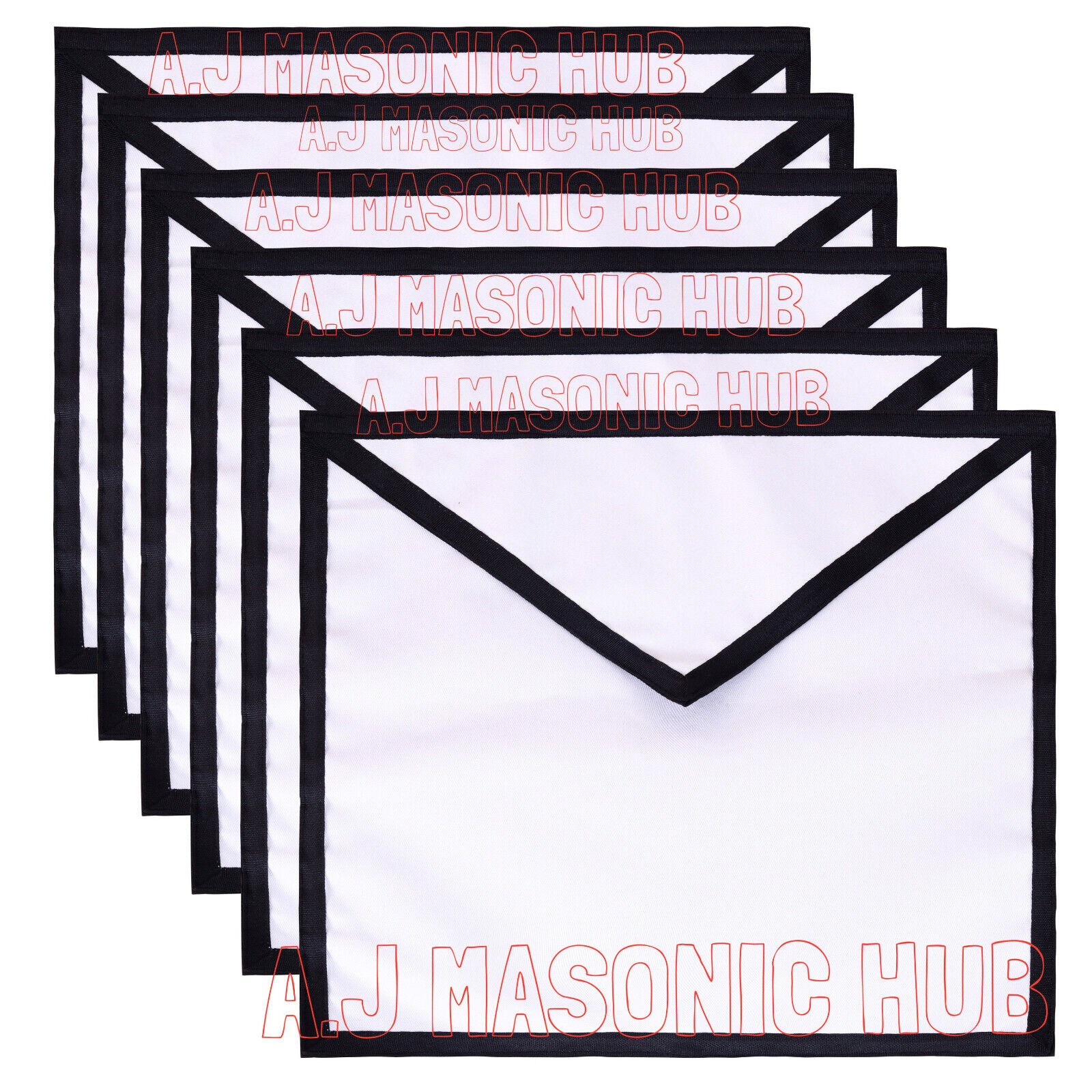 Masonic White Cotton Duck Apron with Mourning Ribbon for Freemasonary Set Of 6