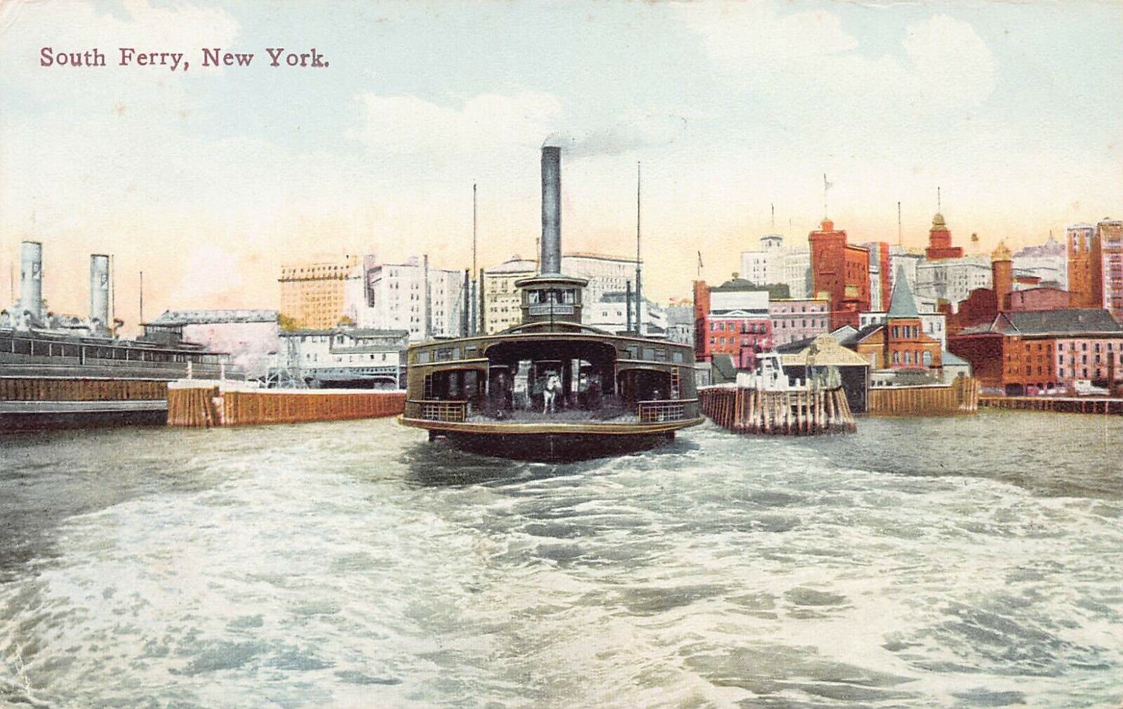 South Ferry, Manhattan, New York City, N.Y., Early Postcard, Unused 