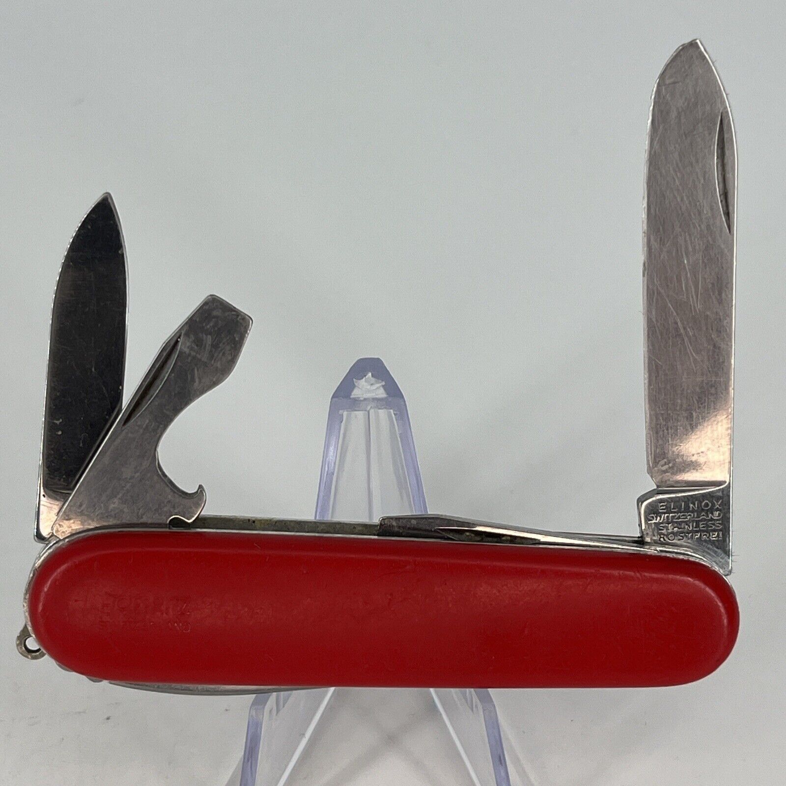 VINTAGE Elinox Rostfrei Swiss Multi Tool Folding Knife Red - MADE IN SWITZERLAND