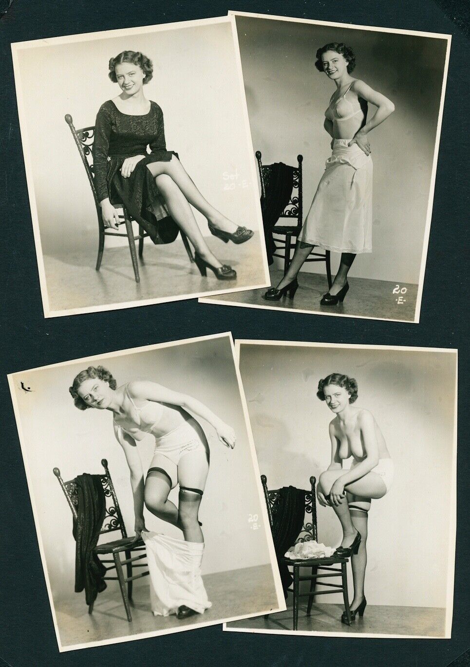 American 1950s Twelve PHOTOS Nude STRIP TEASE Series Complete Set RC Paper #1