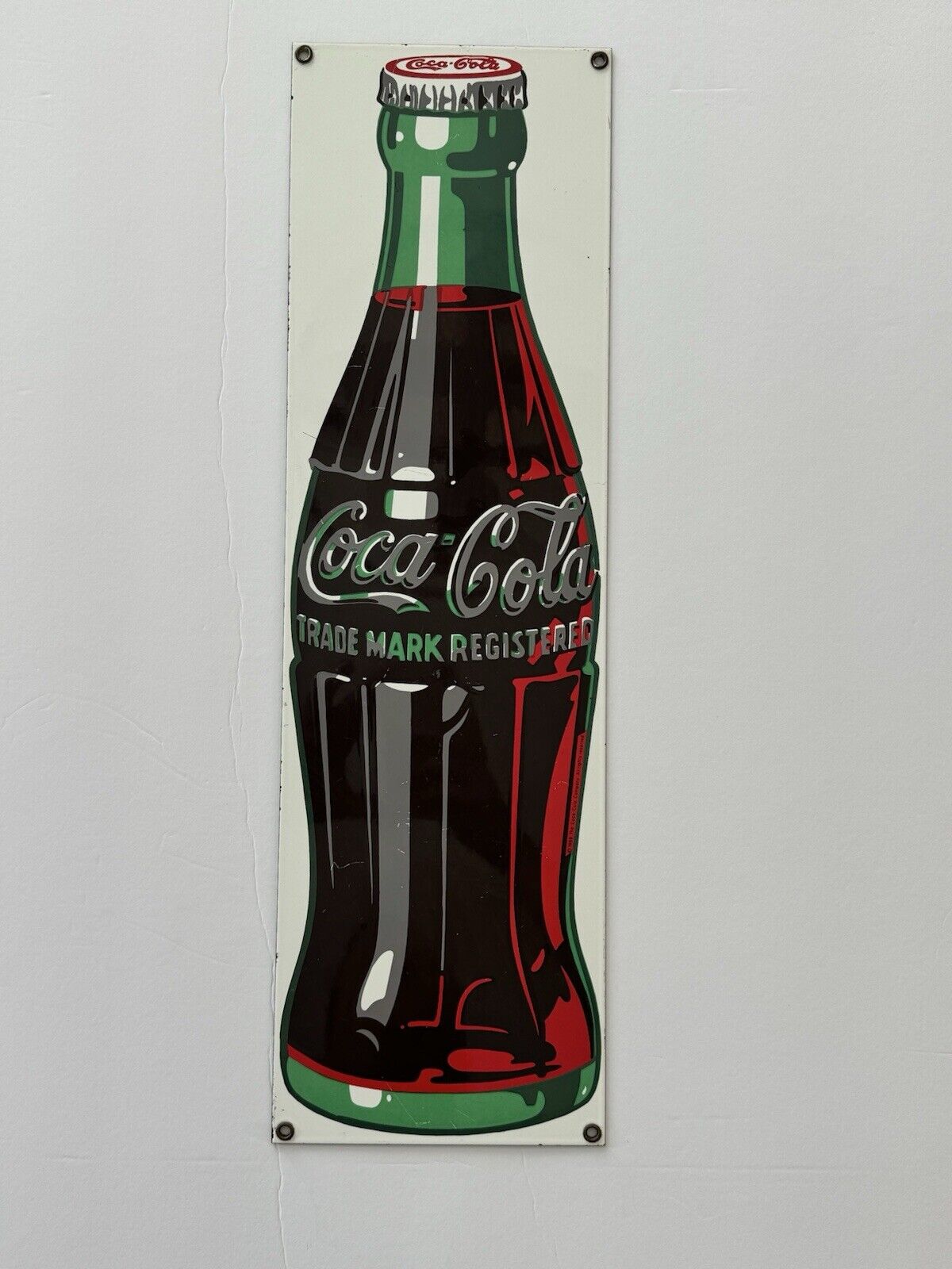Vintage Porcelain Enamel Coca-Cola Bottle Sign  Coca-Cola Company 21 X 6
