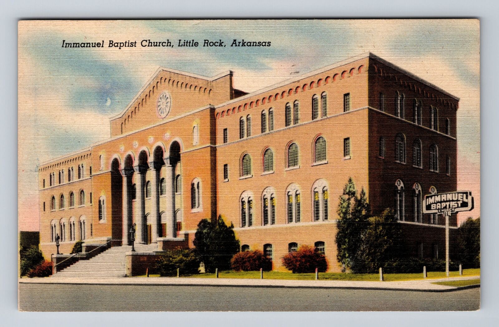 Little Rock AR-Arkansas, Immanuel Baptist Church, Vintage c1944 Postcard