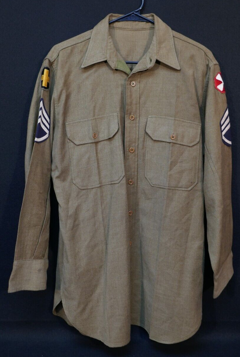 WWII US 33rd Infantry Division 8th Army Staff Sergeant Wool Uniform Shirt, Fine