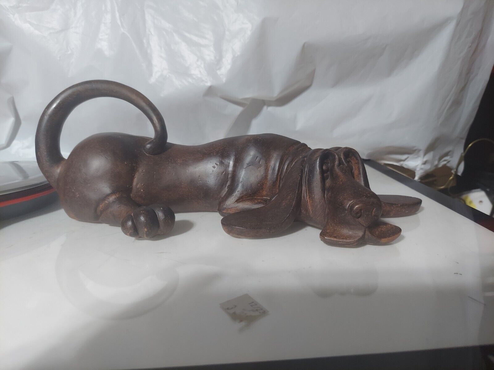 Cute Basset Hound Figure Statue Dog Large Ceramic Clay 12 3/4\
