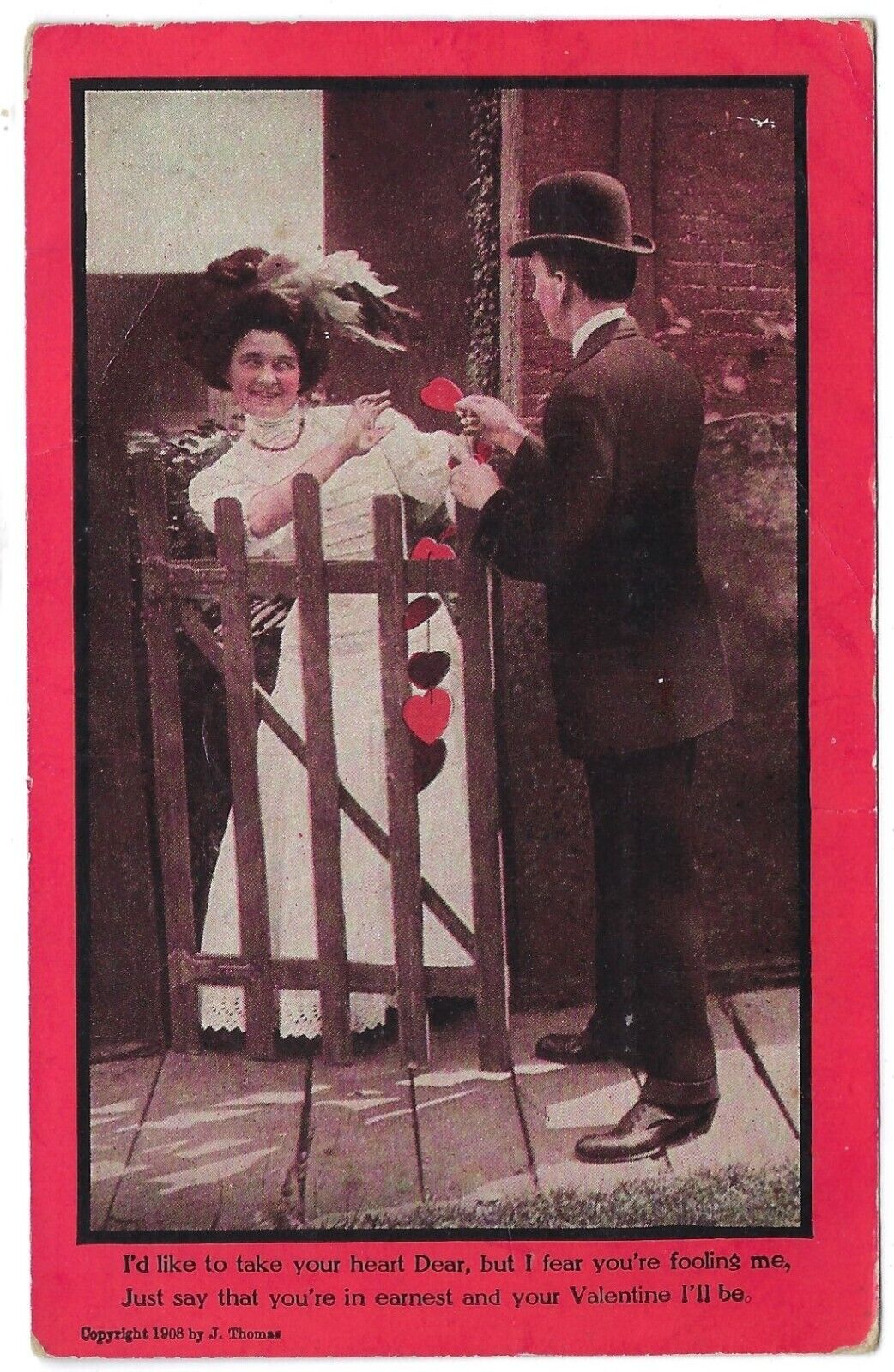 Vintage 1910s Valentine's Day Postcard, Love, Flirtation AL