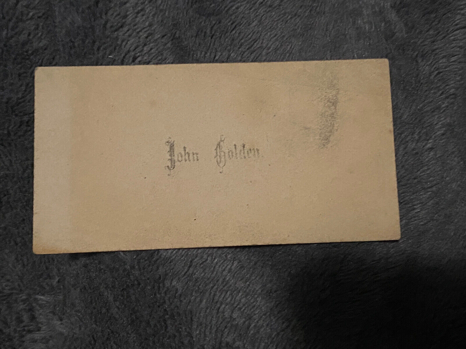 John Lionel Golden Vintage Victorian Calling Visiting Card