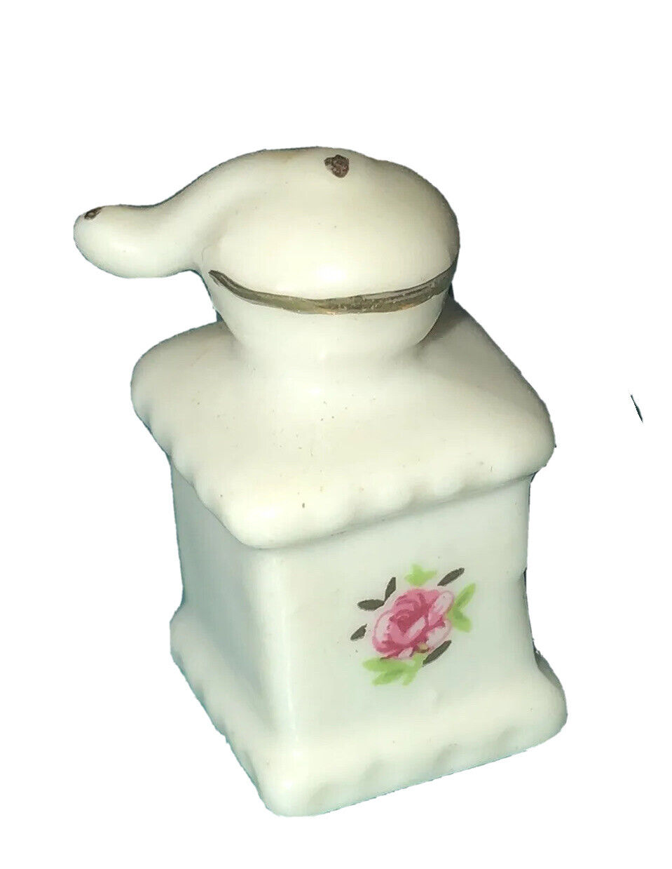 Dollhouse Miniature Porcelain W/ Rose Figurine Coffee Grinder Fun