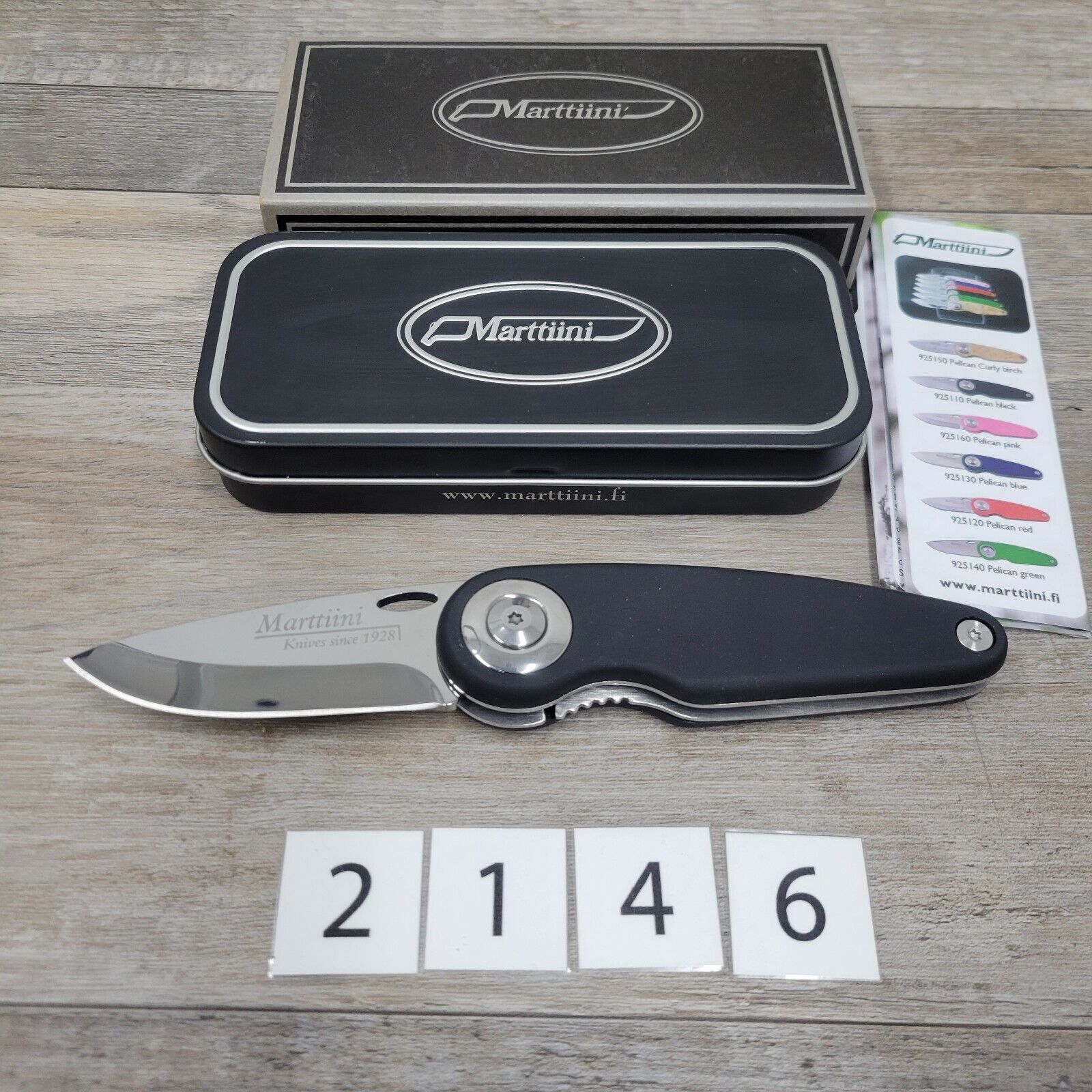 Marttiini Folding Pocket Knife Pelican Black Discontinued Rubber Pelikaani