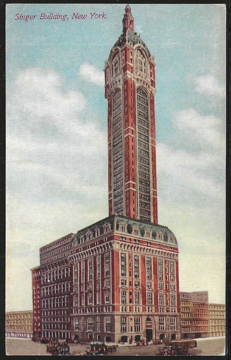 Singer Building, Manhattan, New York City, Early Postcard, Unused