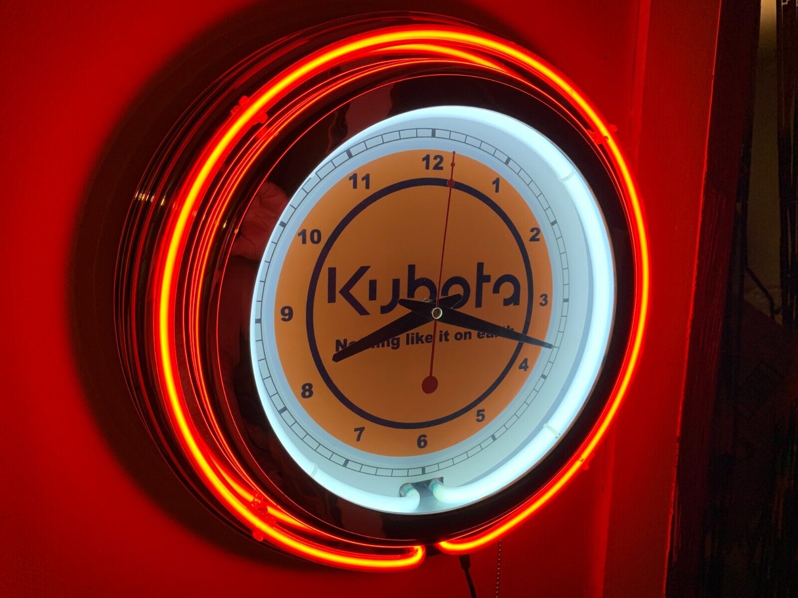 Kubota Farm Tractor Barn Garage Man Cave ORANGE Neon Advertising Wall Clock Sign