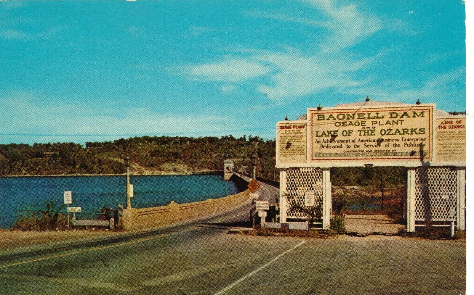 Bagnell Dam at Lake of the Ozarks, Missouri 1967 posted postcard