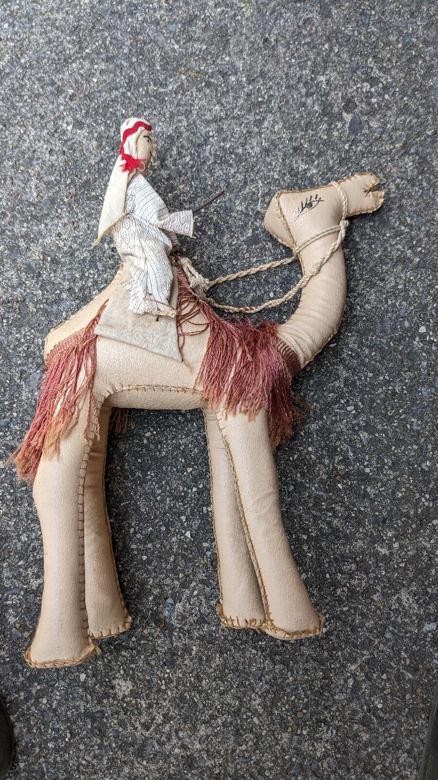 Camel Arabian Dromedary 16” Leather With Rider Nativity Bohemian