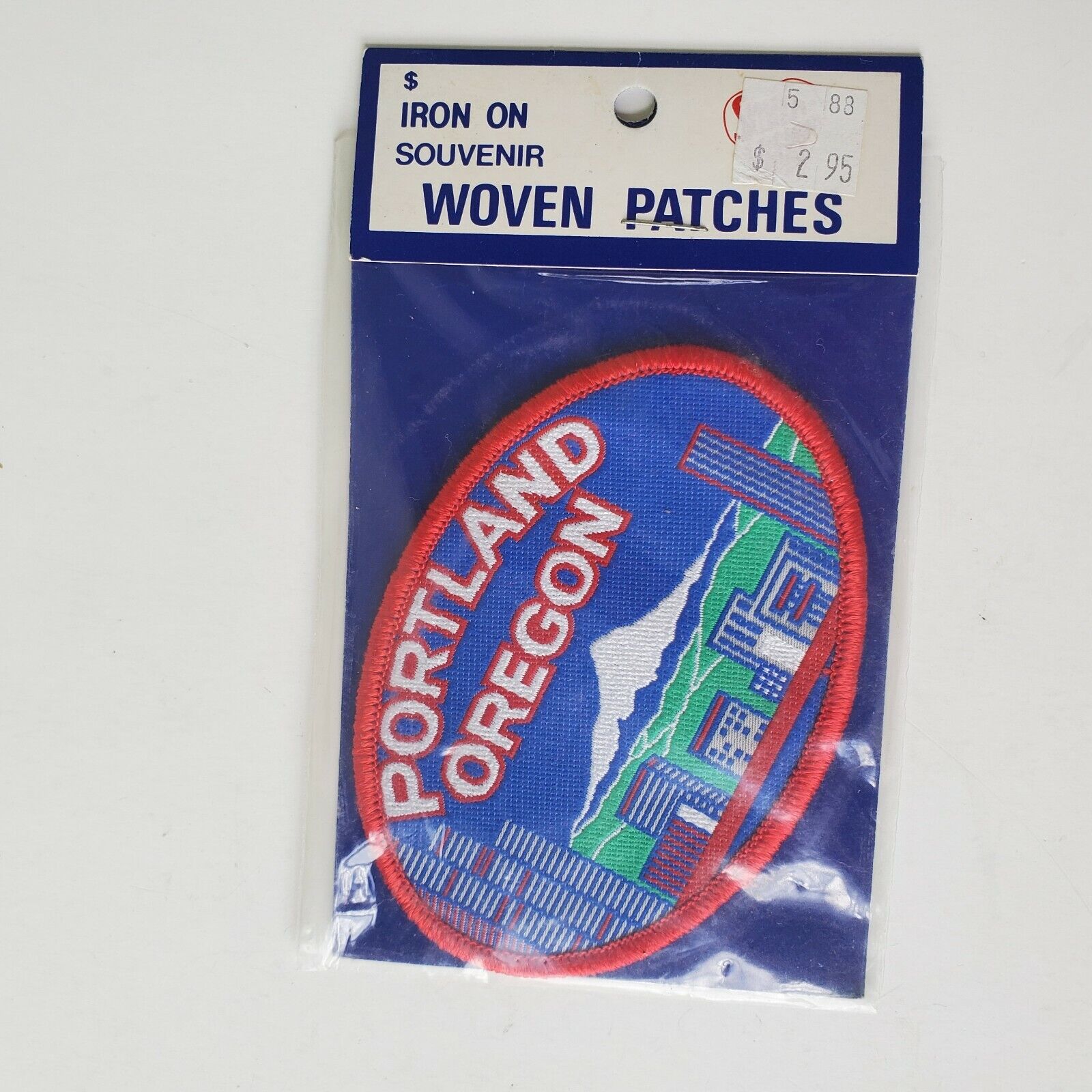 Vintage Portland Oregon  Embroidered Fabric Patch Blue & Red 4\