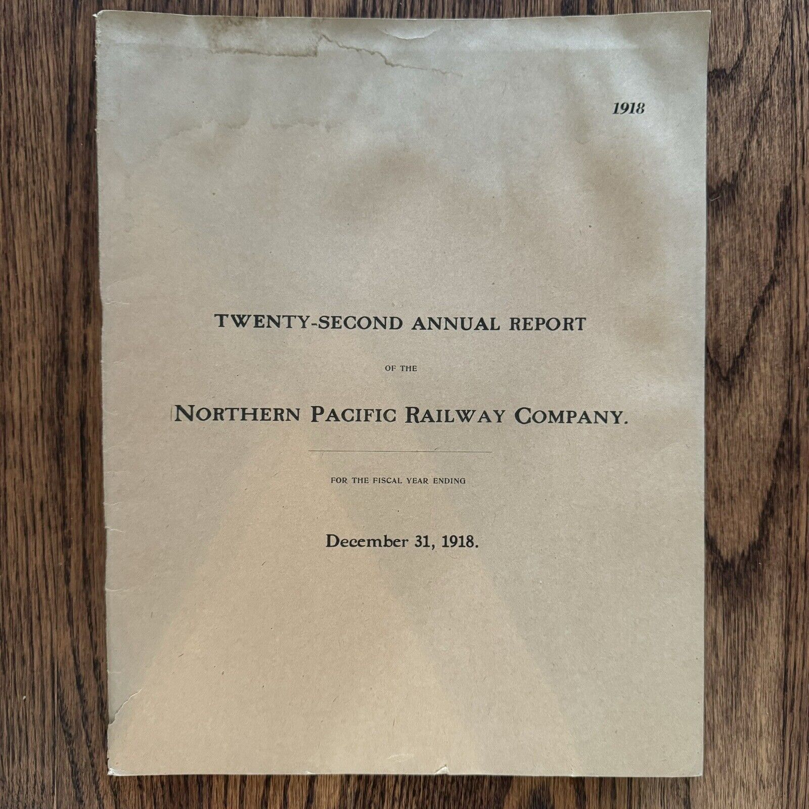 Northern Pacific Railway VINTAGE 1918 22nd Annual Report w/MAP Train Railroad