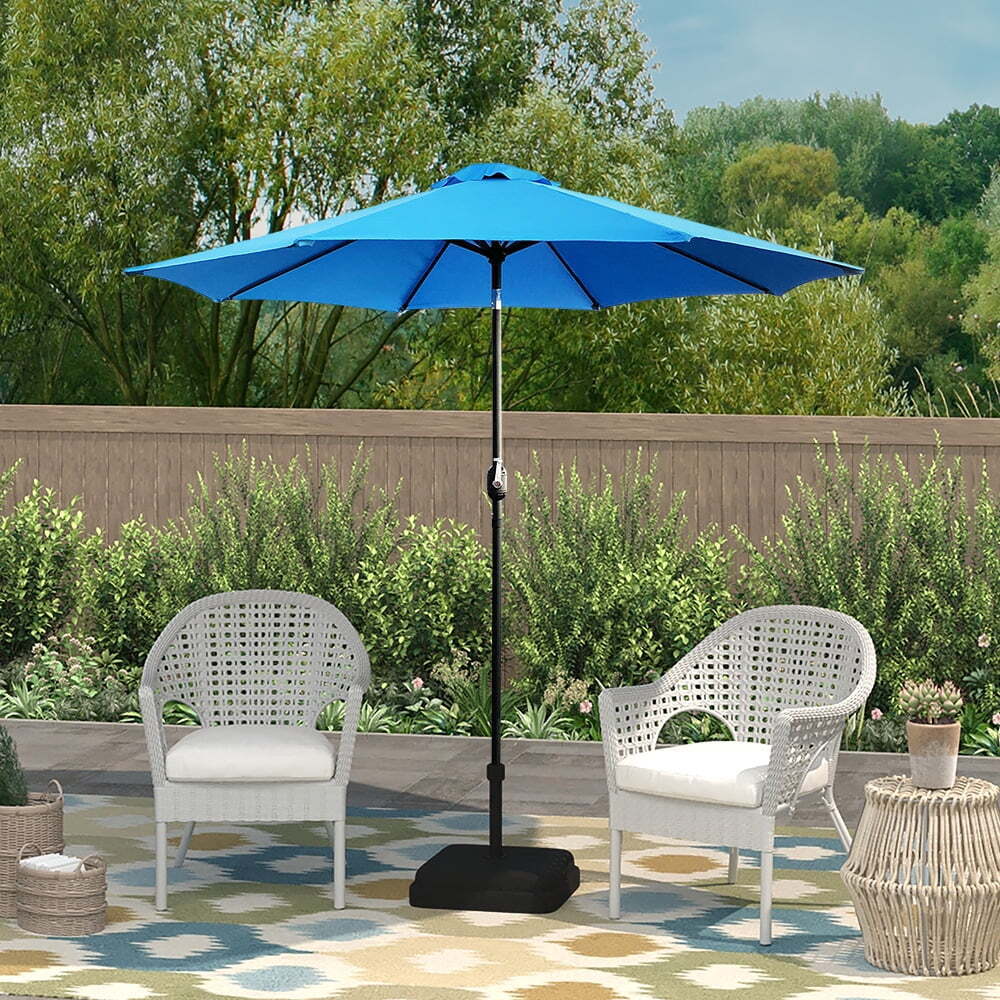 Outdoor 9ft Patio Umbrella with Crank and Tilt - Aqua