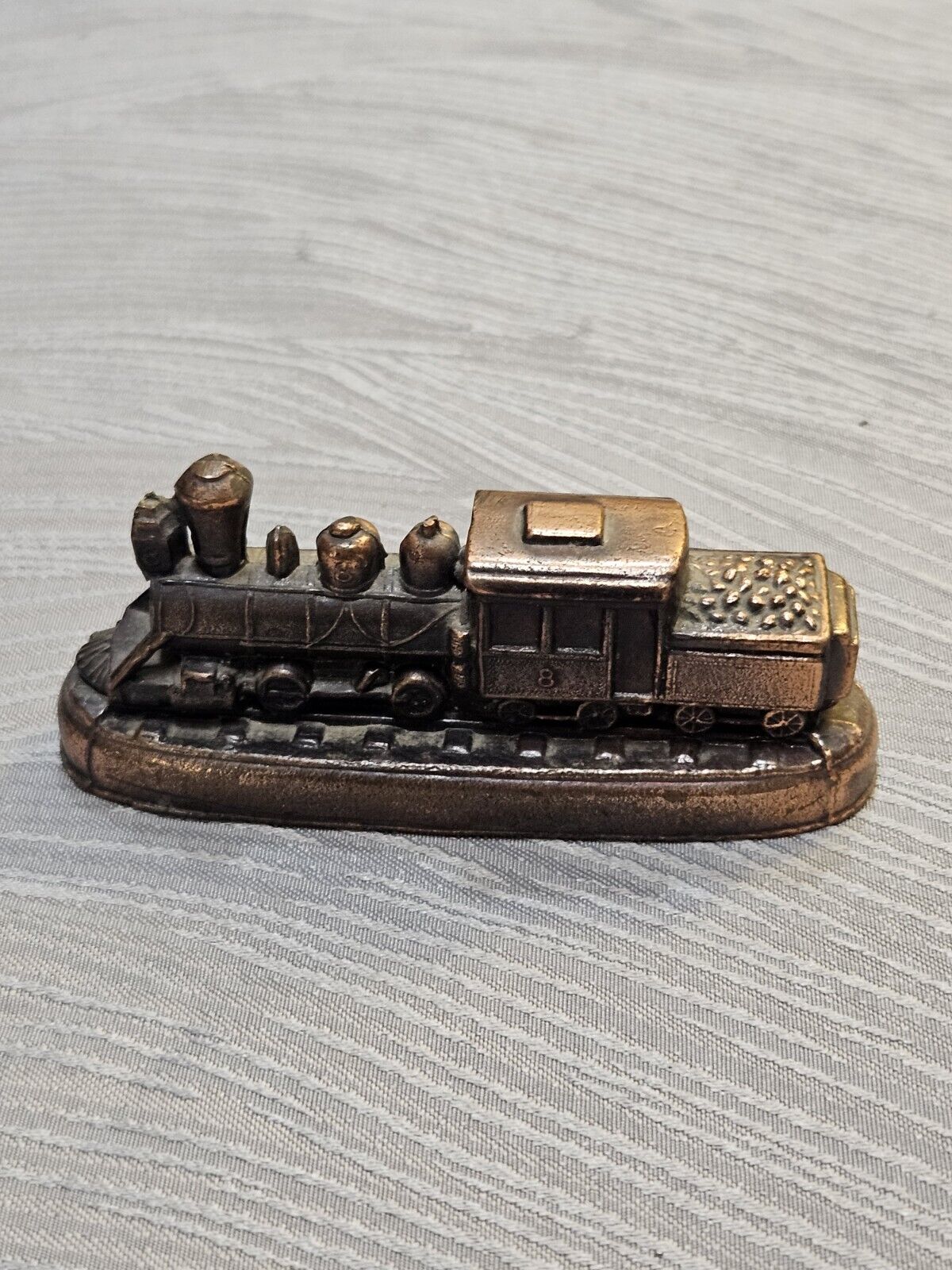 Antique Small Copper and Metal Train Desk Accessory Vintage Train