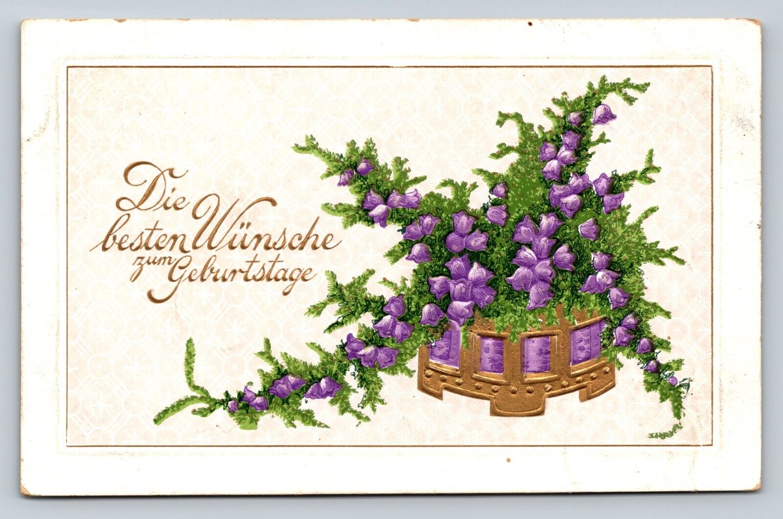 Purple Flowers Best Wishes for Your Birthday Embossed Vintage Postcard 1056