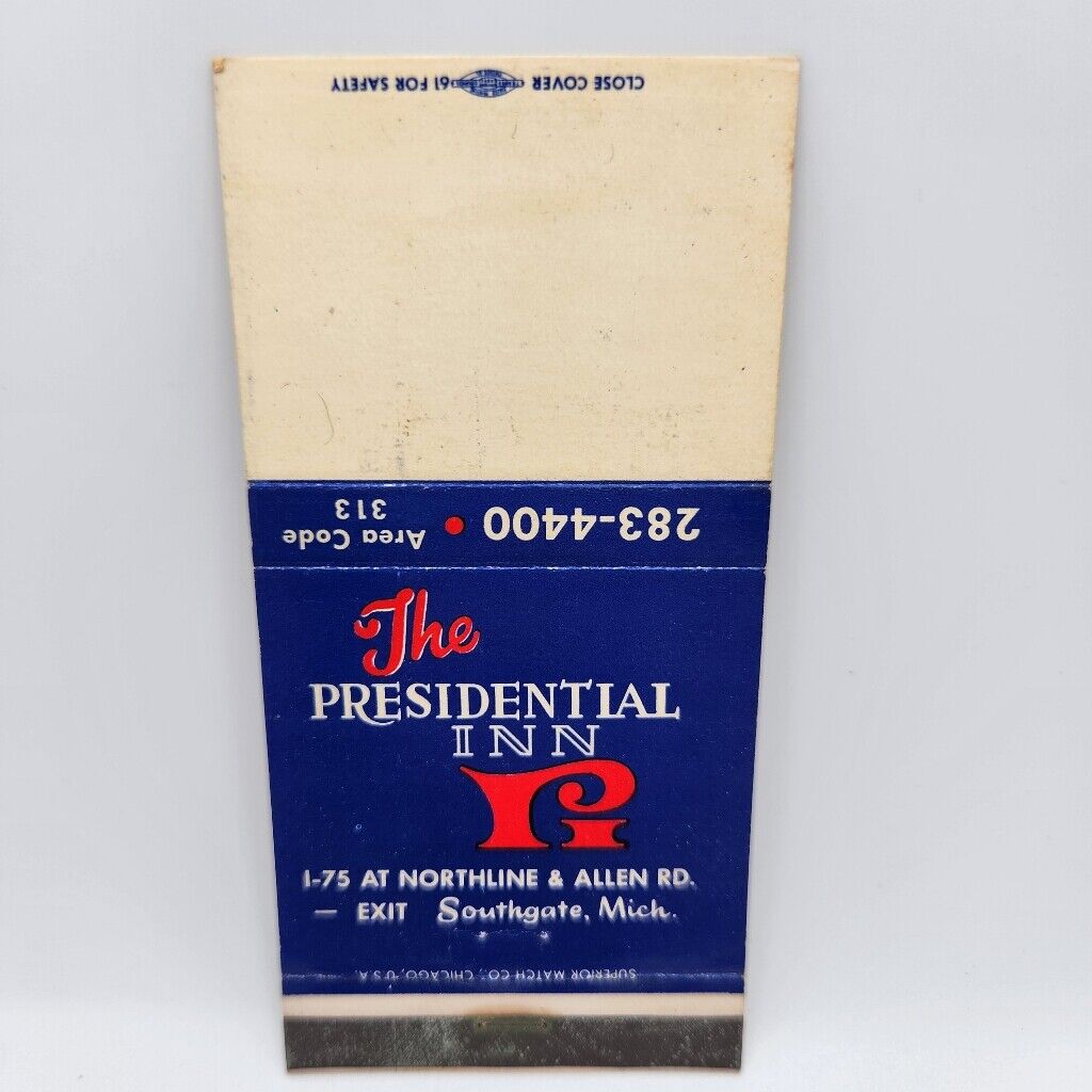 Vintage Matchbook The Presidential Inn Southgate Michigan 1960s 70s Collectible