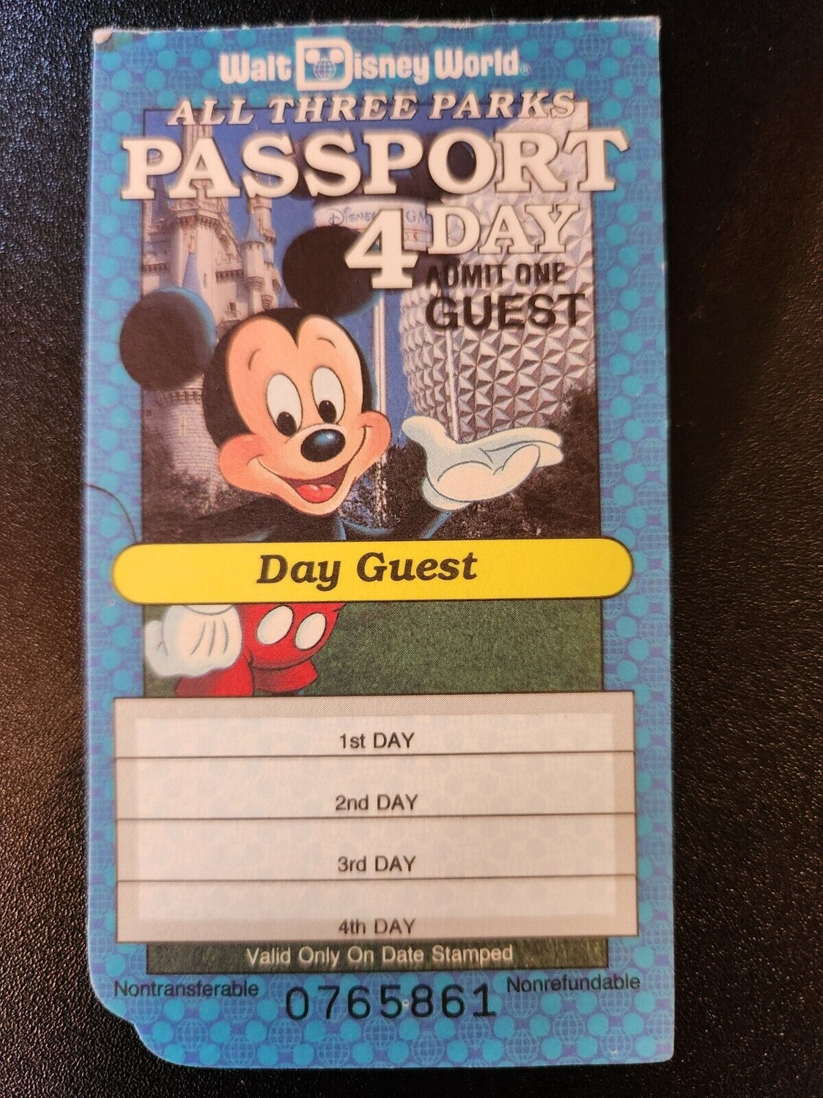 Vintage Walt Disney Ticket Unstamped (4 day, 3 park, park hopper)