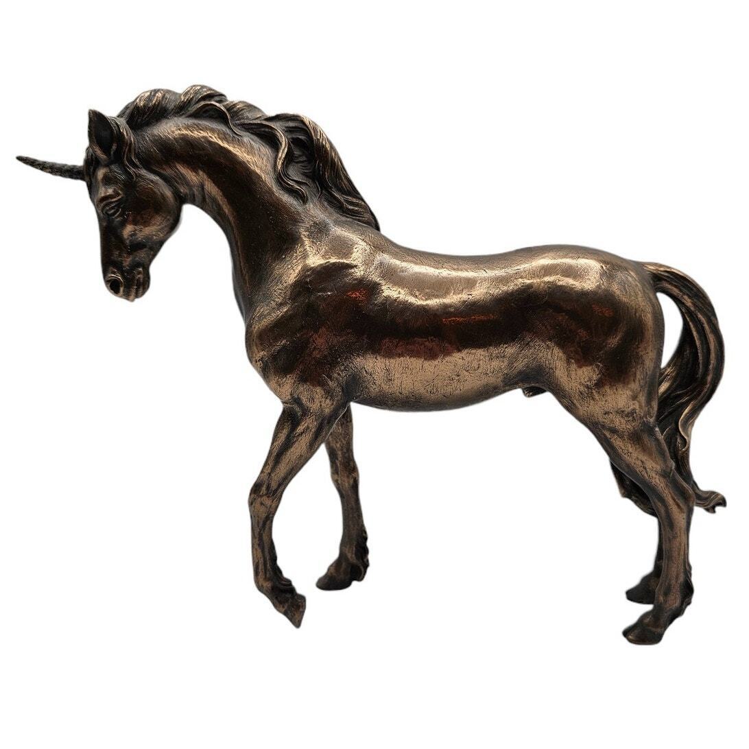 Veronese Design Standing Unicorn Sculpture Figurine Bronze Metal